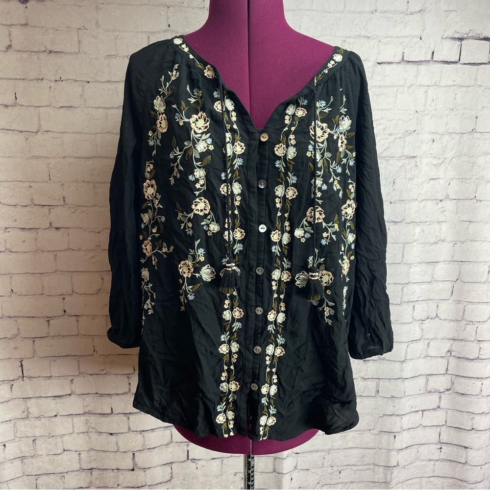 J Jill embroidered peasant blouse size medium